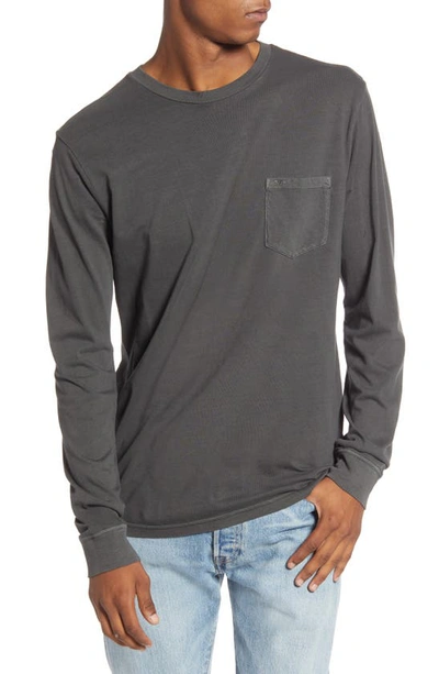 Rvca Pigment Dyed Long Sleeve Pocket T-shirt In Black