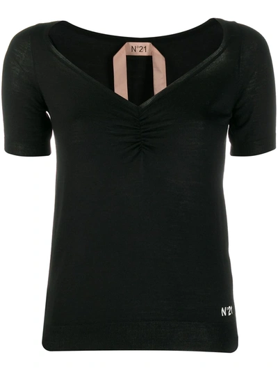 N°21 V-neck T-shirt In Black
