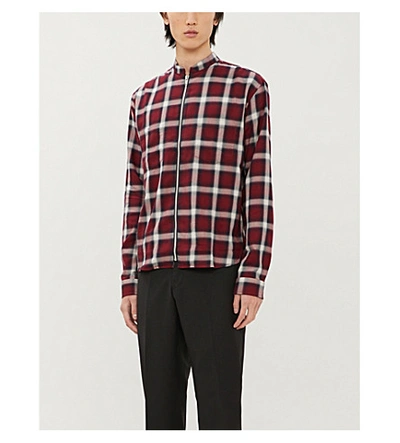 The Kooples Check-print Cotton-blend Jacket In Red80