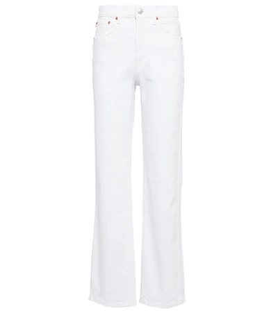 Re/done Frayed High-rise Straight-leg Jeans In White