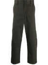 Marni Contrast Inserts Workwear Gabardine Trousers In Green