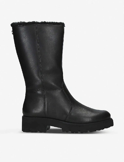 Steve Madden Holly Leather Boots In Black
