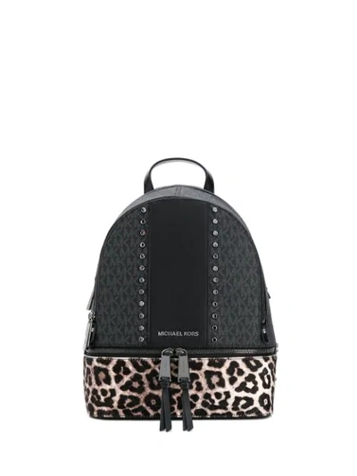 Michael Michael Kors Rhea Leopard Print Backpack In Black  display picture 1