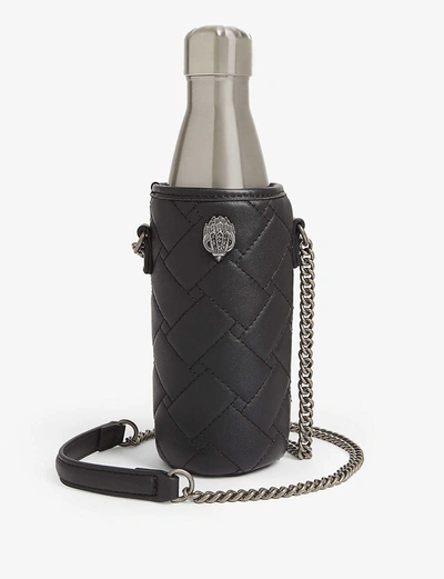 Kurt Geiger Kensington Quench Water Bottle And Leather Holder In Black