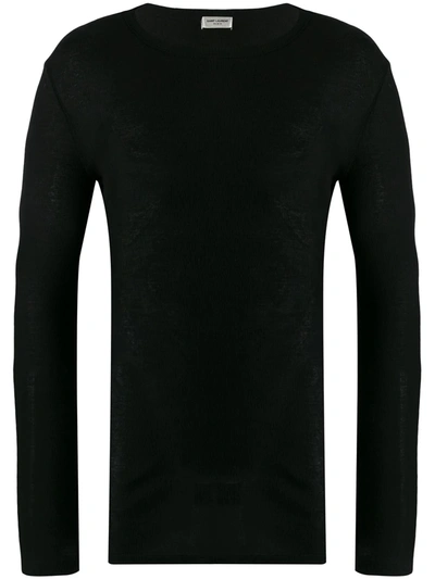 Saint Laurent Long-sleeve T-shirt In Ribbed Jersey In Black