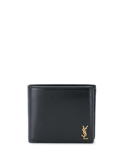 Saint Laurent Logo Plaque Wallet In Black