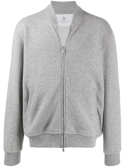 Brunello Cucinelli Zipped Long Sleeve Sweatshirt In Grey