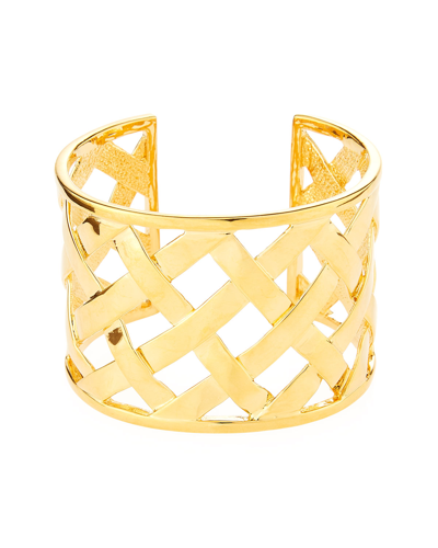 Kenneth Jay Lane 22k Polished Goldplated Basketweave Cuff Bracelet In Yellow Goldtone