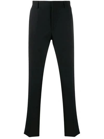 Fendi Logo Piping Skinny Tailored Trousers In Black