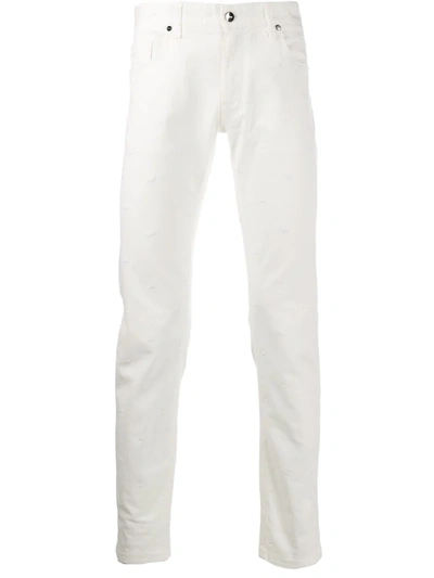 Fendi Embroidered Straight-leg Jeans In White