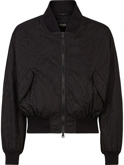 Fendi Vertigo Brand-pattern Shell Blouson Jacket In Black