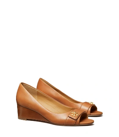 Tory Burch Kira Leather Wedge Sandals In Tan