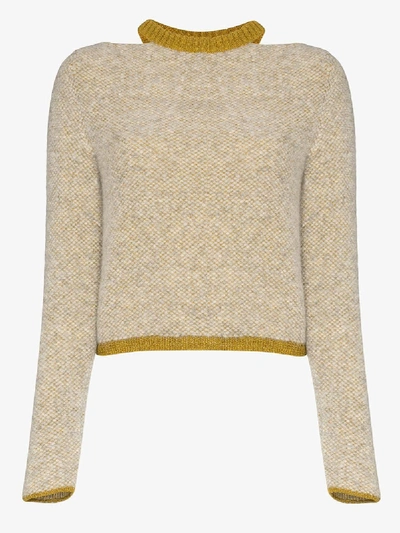 Eckhaus Latta Two-tone Cut-out Neck Jumper In Neutrals