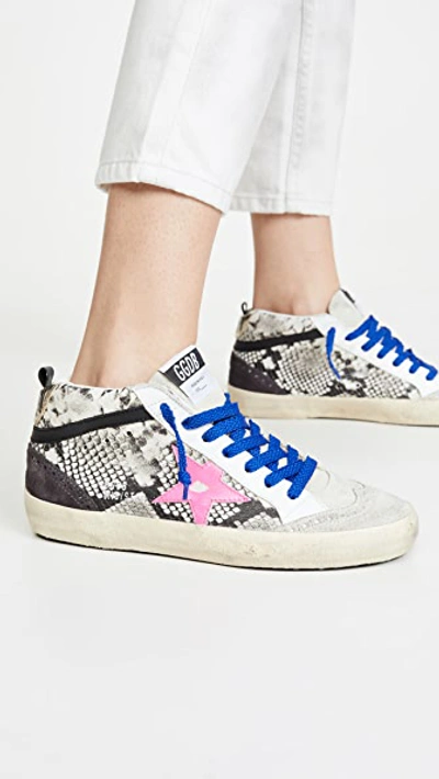 Golden Goose Mid Star Sneakers In Snake/fuxia