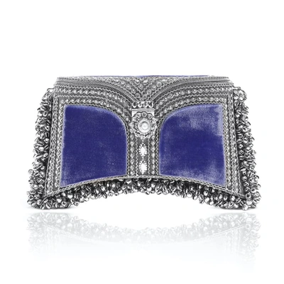 Mae Cassidy Zeenat Pearl Clutch Velvet Emperor Galaxy Blue