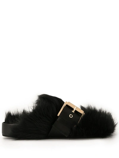 N°21 Faux Fur Slippers In Black