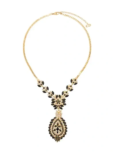Pre-owned Dior 1977 Archive Embellished Necklace In Gold
