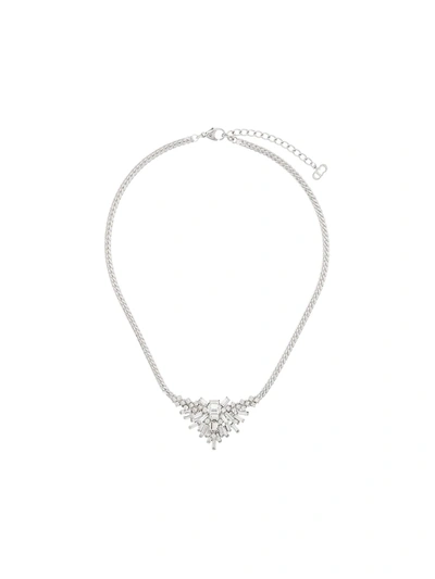 Pre-owned Dior 1997 Archive V-drop Necklace In Silver