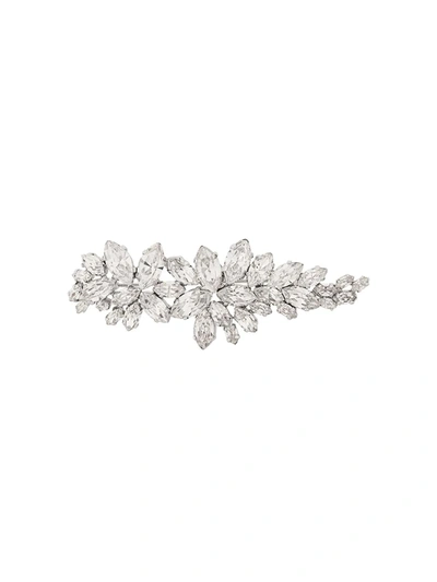 Pre-owned Dior 1992 Archive Leaf Design Crystal Brooch In Silver