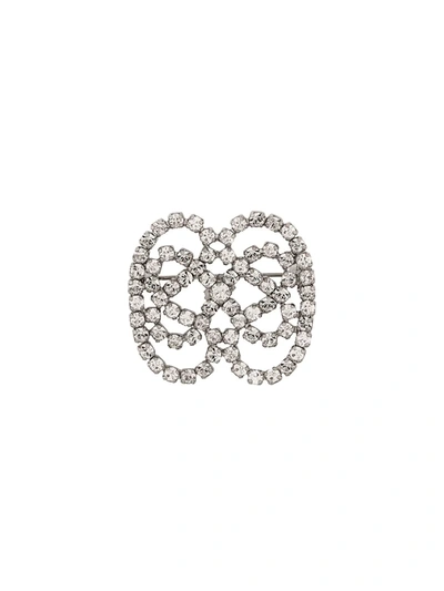 Pre-owned Dior 1976 Archive Bow Crystal Brooch In Silver