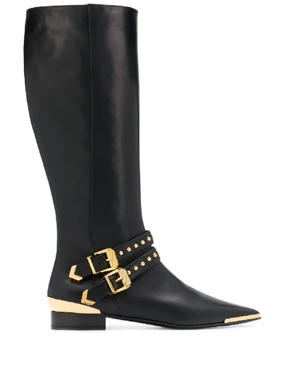 Versace Aurene Knee-high Boots In 黑色