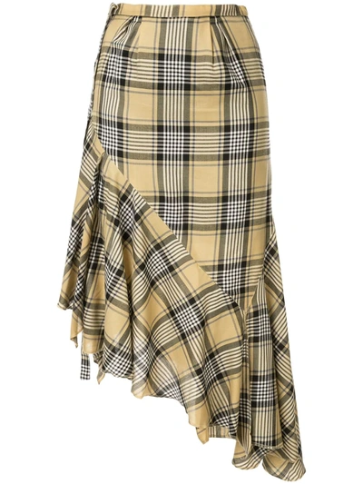 Miharayasuhiro Plaid Wrap Skirt In Yellow