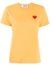 Comme Des Garçons Play Logo Embroidered Crew Neck T-shirt In Yellow
