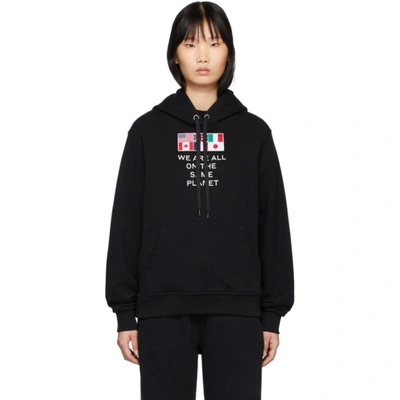 Burberry Poulter Flag Applique Cotton Hoodie In Black