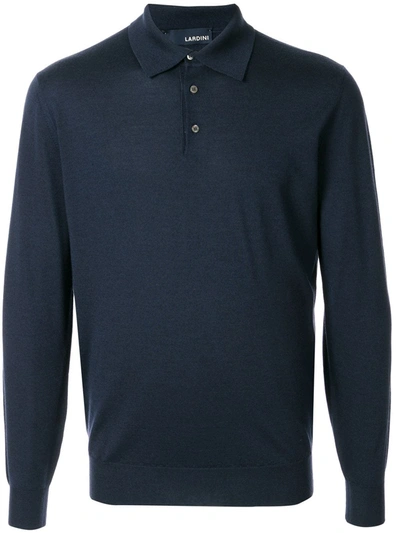 Lardini Fine Knit Polo Shirt In Blue