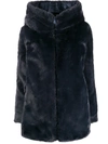 Save The Duck Faux Fur Hooded Coat In Blue