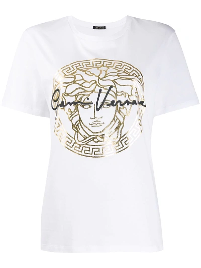 Versace Signature Print T-shirt In White