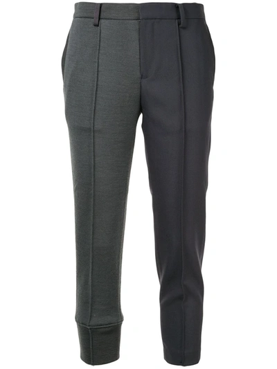 Undercover Contrast Cropped Trousers In Grey