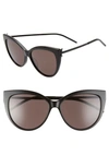 Saint Laurent Cat-eye Acetate & Metal Sunglasses In Shiny Black/ Black Gradient