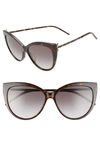 Saint Laurent Women's Cat Eye Sunglasses, 56mm In Shiny Dark Havana/ Grey Grad