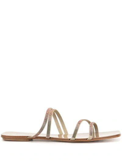 Pedro Garcia Kalene Crystal Embellished Slide Sandal In Neutrals