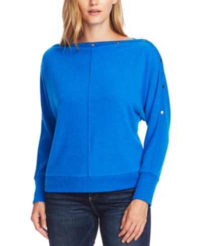 Vince Camuto Snap Trim Dolman Sleeve Sweater In Peacock