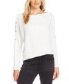 Vince Camuto Snap Trim Dolman Sleeve Sweater In Pearl Ivory