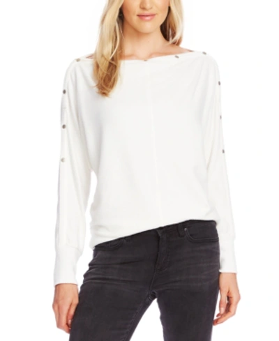 Vince Camuto Snap Trim Dolman Sleeve Sweater In Pearl Ivory