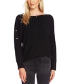 Vince Camuto Snap Trim Dolman Sleeve Sweater In Rich Black