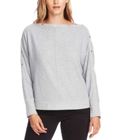 Vince Camuto Snap Trim Dolman Sleeve Sweater In Silver Heather