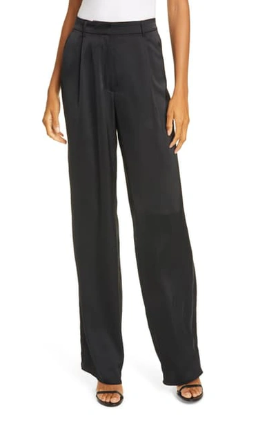 Atm Anthony Thomas Melillo Novelty Satin Wide-leg Pants In Black