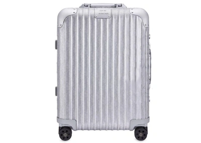 Pre-owned Dior X Rimowa 4-wheel Cabin Suitcase Aluminium  Oblique Silver