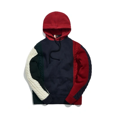 Pre-owned Kith Colorblock Adam Combo Knit Hoodie Pullover Navy/multi