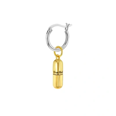 True Rocks 18kt Gold Plated Mini Pill Charm On Sterling Silver Hoop