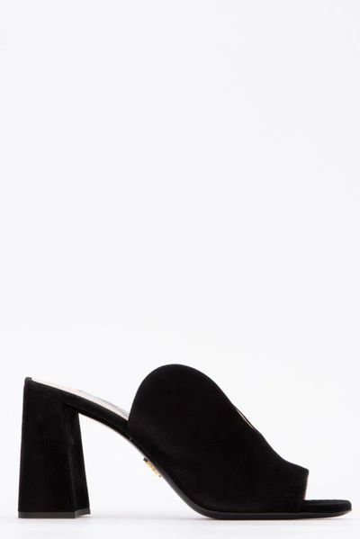 Prada Women's Suede Mules Clogs In Black