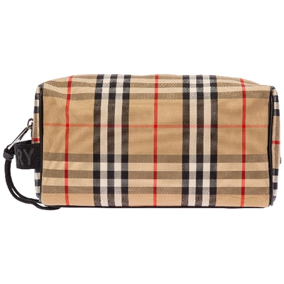 Burberry Men's Travel Toiletries Beauty Case Wash Bag In Beige