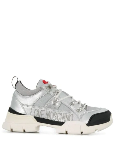 Love Moschino Women's Shoes Leather Trainers Sneakers In 90a Arg
