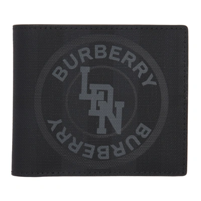 Burberry London-check Logo-print Bi-fold Leather Wallet In Dark Charcoal