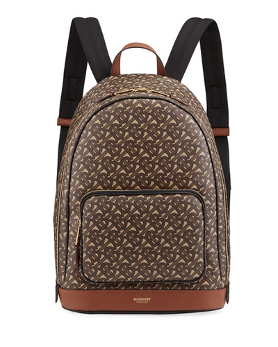 Burberry Men's Rocco Tb Monogram Backpack In Brown Pattern
