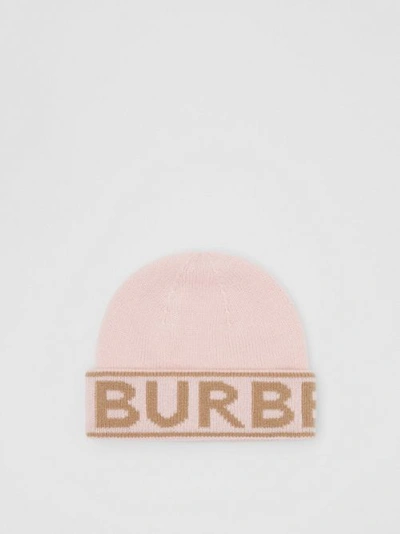Burberry Logo Intarsia Cashmere Beanie In Candy Pink